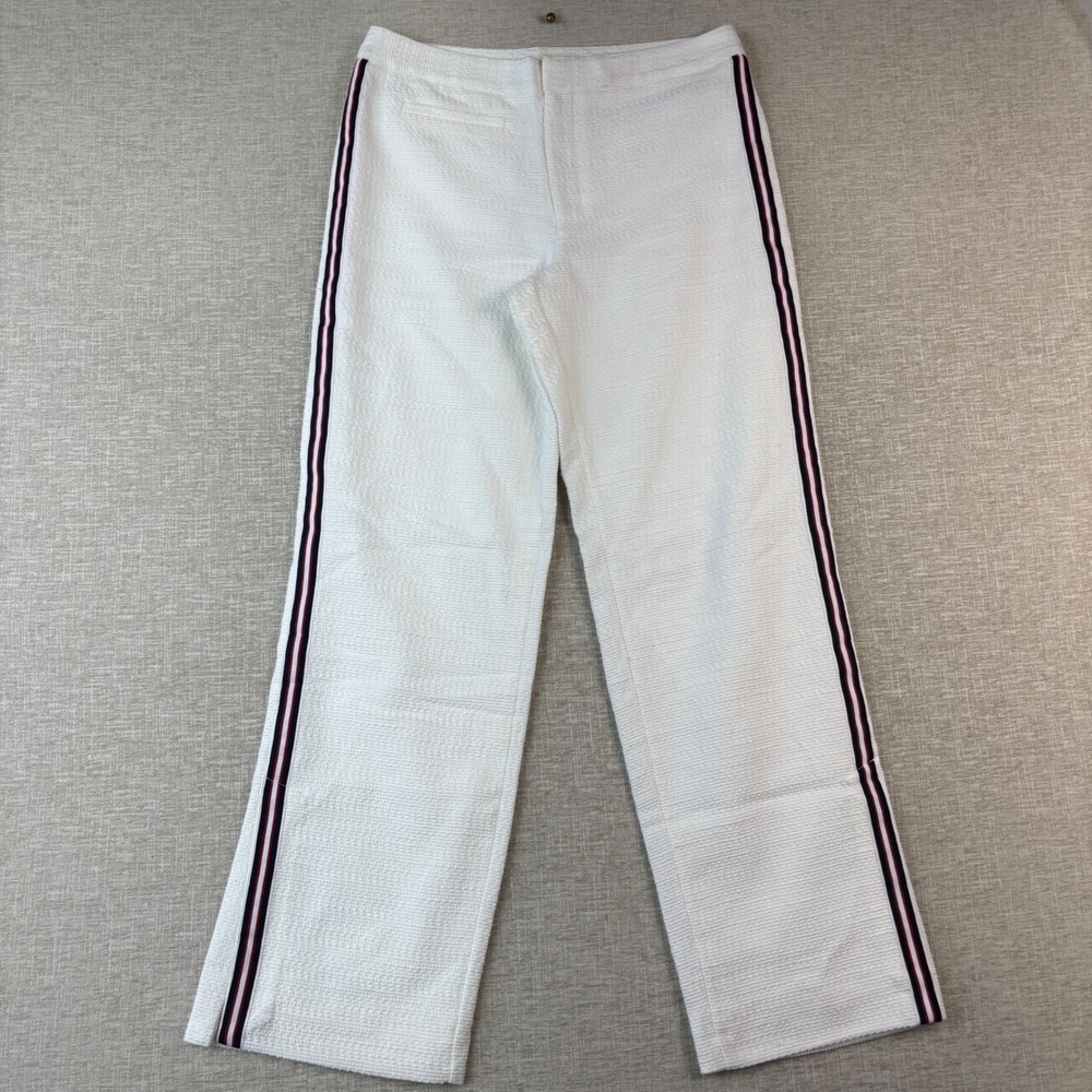 Maeve Anthropologie Ivory Textured Wide Leg Side Stripe Pants Size 8 NEW